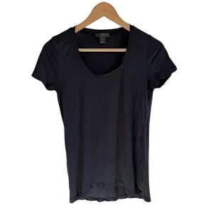 J Crew Black‎ Scoop Neck Tee T-Shirt XS Extra Small Soft Lyocell Casual Top